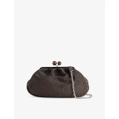 Weekend Max Mara Omens Dark Brown Fortuna Woven Raffia Cross-boy Bag