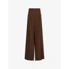 Weekend Max Mara Omens Dark Brown Garenna Pleated Wool Trousers In Brown