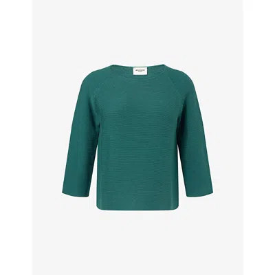 Weekend Max Mara Omens Dark Green Boat-neck Cotton-knit Jumper