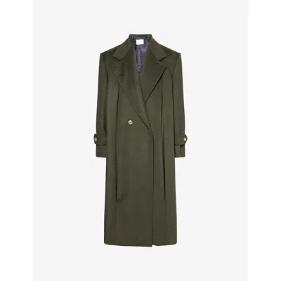 Weekend Max Mara Omens Dark Green Smalto Double-breasted Wool Coat In Black