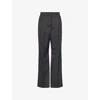 Weekend Max Mara Omens Dark Grey Pinstripe Pleated Wool Trousers In Gray