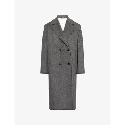 Weekend Max Mara Omens Dark Grey Reversible Notch-lapel Wool Coat In Gray