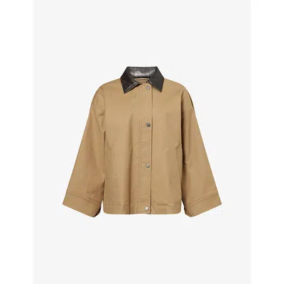 Weekend Max Mara Omens Desert Dorema Contrast-collar Cotton Blend Jacket In Sand