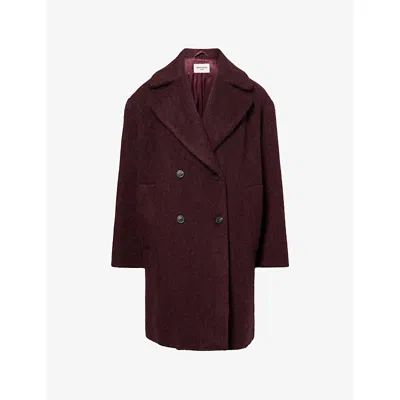 Weekend Max Mara Omens Double-breasted Notch-lapel Wool-blend Coat Bordeaux In Brown