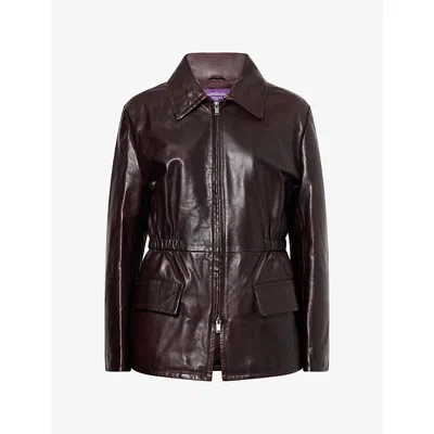Weekend Max Mara Omens Drawstring-waist Leather Jacket Dark Brown