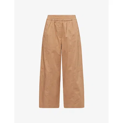 Weekend Max Mara Omens Milva Wide-leg Mid-rise Cotton Trousers Earth