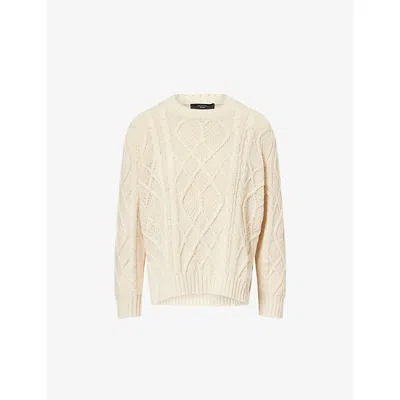 Weekend Max Mara Omens  Cable-knit Cotton-blend Jumper In Neutral