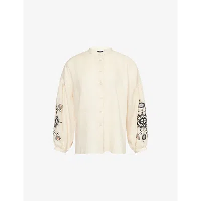 Weekend Max Mara Casual Mandarin Collar Long Sleeves Top In Beige