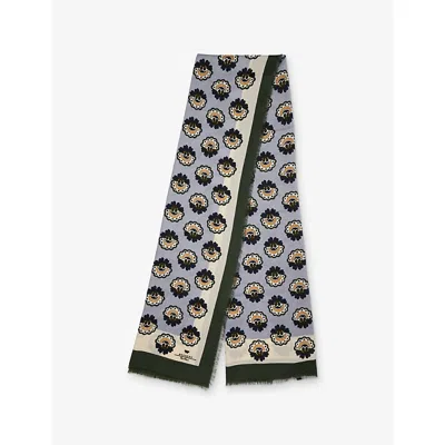 Weekend Max Mara Omens Avio Floral-print Wool And Silk-blend Scarf