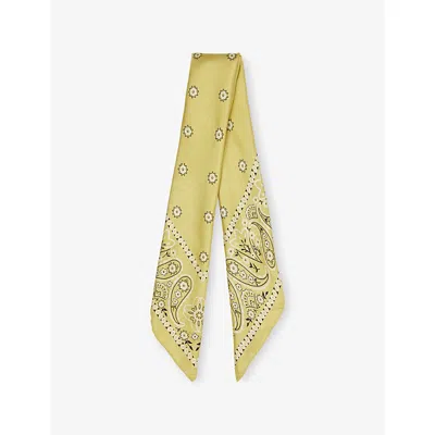 Weekend Max Mara Omens Green Bandana-print Square Silk Scarf In Yellow