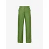 Weekend Max Mara Omens Green Malizia High-rise Linen Trousers In Green