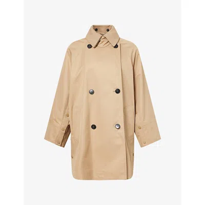 Weekend Max Mara Omens Hazelnut Brown Double-breasted Quilted-back Cotton-garbadine Coat In Neutral