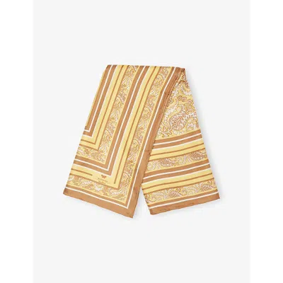 Weekend Max Mara Omens Hazelnut Onesto Printed Silk Scarf In Brown