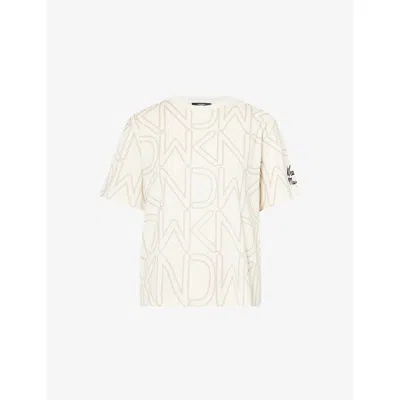 Weekend Max Mara Omens Ivory Acline Logo-print Cotton T-shirt Xl