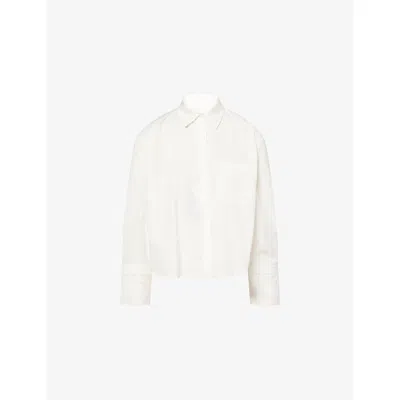Weekend Max Mara Omens Ivory Classic Scallop-broderie Cotton Shirt In White