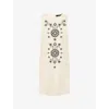 Weekend Max Mara Omens Donald Floral-embroidered Cotton-blend Mini Dress Ivory In Ivory