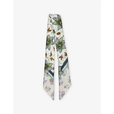 Weekend Max Mara Omens Ivory Floral-print Silk Scarf In White