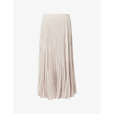 Weekend Max Mara Omens Ivory Foggia Pleated Woven Midi Skirt In White