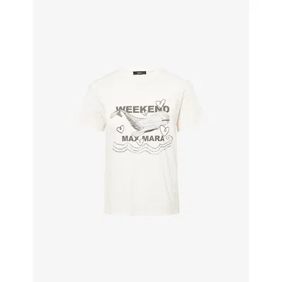 Weekend Max Mara Omens Ivory Guglia Brand-print Cotton-jersey T-shirt In White