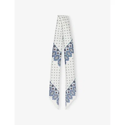 Weekend Max Mara Omens Ivory Onesto Graphic-print Twill Silk Scarf In White