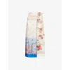 Weekend Max Mara Omens Peggi Floral-print Silk Midi Skirt Ivory In Ivory
