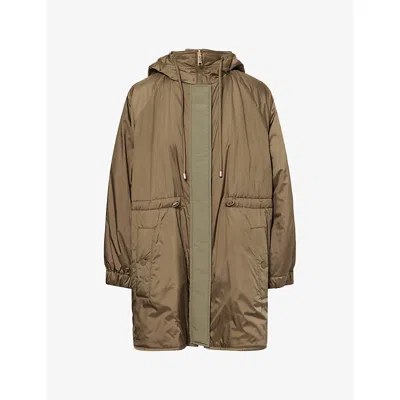 Weekend Max Mara Omens Kaki Alcamo Hooded Shell Coat In Green