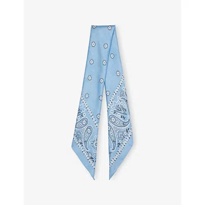 Weekend Max Mara Omens Light Blue Bandana-print Square Silk Scarf