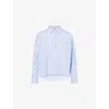 Weekend Max Mara Omens Light Blue Distancedline Oversized Stripe-pattern Cotton Shirt In Blue