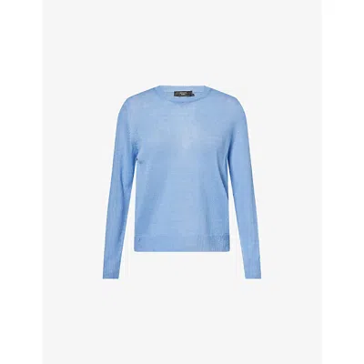 Weekend Max Mara Omens Light Blue Fine-knit Linen Jumper