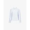 Weekend Max Mara Striped Motif Cotton Poplin Shirt In Light Blue