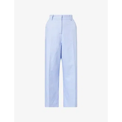 Weekend Max Mara Omens Zircone Straight-leg Cotton-linen Blend Trousers Light Blue