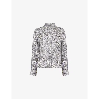Weekend Max Mara Omens  Floral-print Long-sleeve Silk-twill Shirt In Lilac
