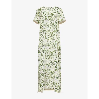 Weekend Max Mara Omens Giudy Floral-pattern Silk Midi Dress Lilac