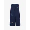 Weekend Max Mara Omens Ultramarine Lotus Wide-leg Cotton Trousers In Blue