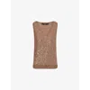 Weekend Max Mara Omens Acaici Sequin Knitted Top Marron Glace In Brown