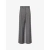 Weekend Max Mara Omens Medium Grey Adelfi Wide-leg Wool Trousers In Gray