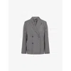 Weekend Max Mara Omens Medium Grey Ornati Double-breasted Wool Blazer In Gray