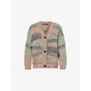 Weekend Max Mara Omens Multicolour Fringe-trim Abstract-knit Cotton-blend Cardigan In Multicolour