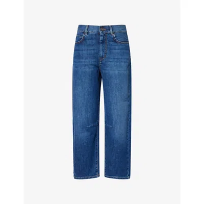 Weekend Max Mara Omens Navy Caprile Barrel-leg Denim Jeans