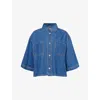 Weekend Max Mara Omens Enza Short-sleeves Denim Shirt Navy