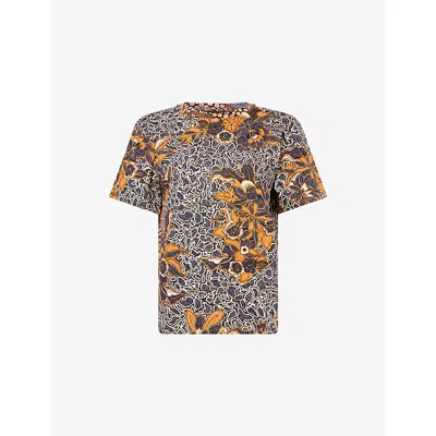 Weekend Max Mara Omens Navy Graphic Print Cotton-jersey T-shirt In Multi