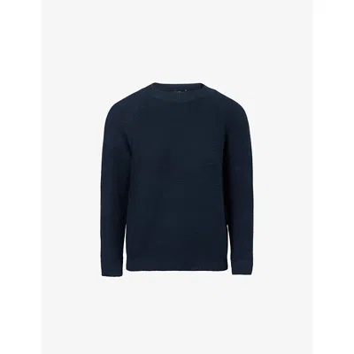 Weekend Max Mara Omens Navy Regular-fit Ribbed Cotton Jumper In Blue