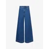 Weekend Max Mara Omens Navy Vega Brand-patch Wide-leg Denim Jeans