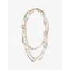 Weekend Max Mara Omens Optical White Jabot Metal And Faux Pearl Necklace In Gold
