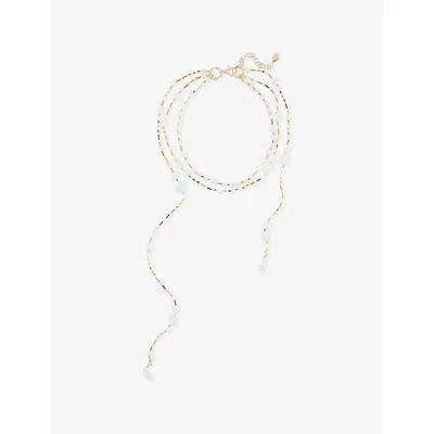 Weekend Max Mara Omens  Multi-strand Metal And Glass Necklac In White