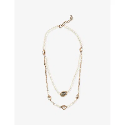 Weekend Max Mara Omens Optical White Ombrosa Metal And Faux-pearl Necklace In Gold
