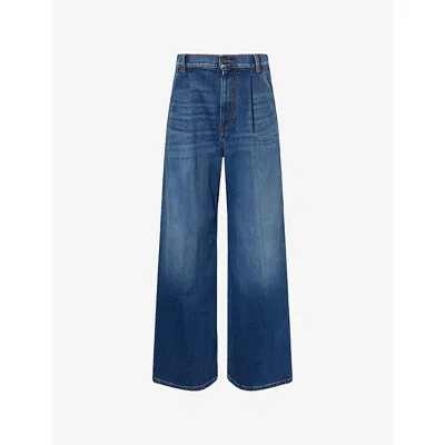 Weekend Max Mara Omens Navy Ortles Wide-leg Stretch-denim Jeans In Blue