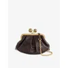 Weekend Max Mara Omens Dark Brown Pasticcino Small Leather Clutch Bag