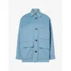 Weekend Max Mara Omens Patch-pocket Short Wool Coat Light Blue In Light Blue