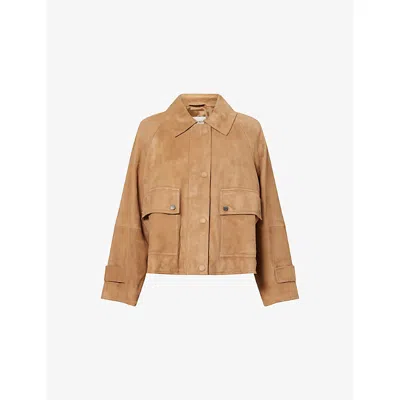 Weekend Max Mara Omens Pocket-front Suede Jacket Hazelnut Brown